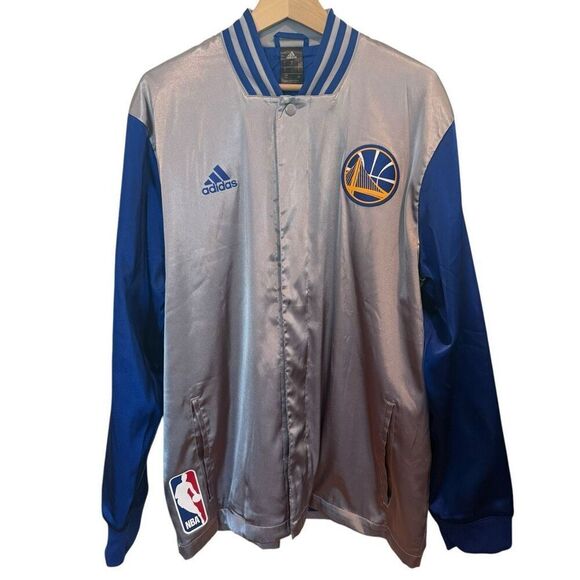 Adidas NBA Golden State Warriors Satin Jacket Size L - Picture 1 of 5